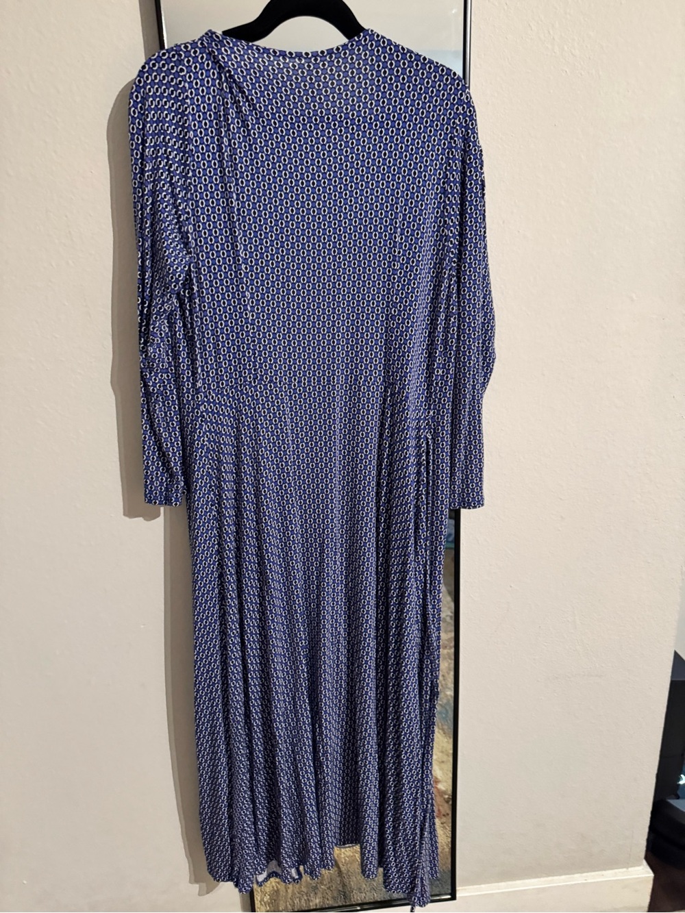 Women's Blue Geometric Open-Front Long Robe - Picture 9 of 13